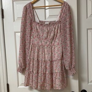 Altar'd State Pink Floral Smocked Babydoll Dress Like new